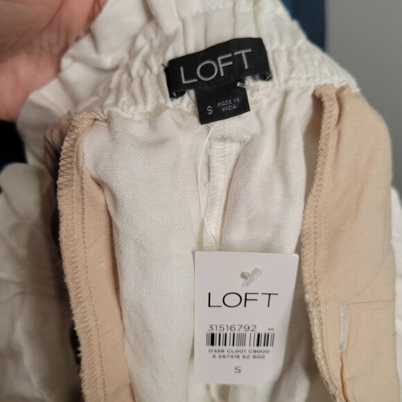 NWT Loft Women's Small Linen Viscose Blend Paperbag Waist Shorts White Flaw - Picture 4 of 7